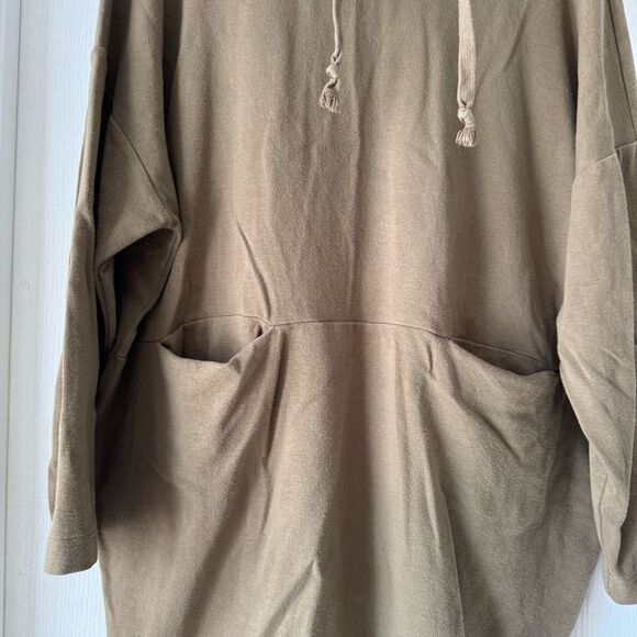 FP Beach by Free People Slouchy Cowl Neck Tunic Hoodie – XS – Taupe - Picture 2 of 10